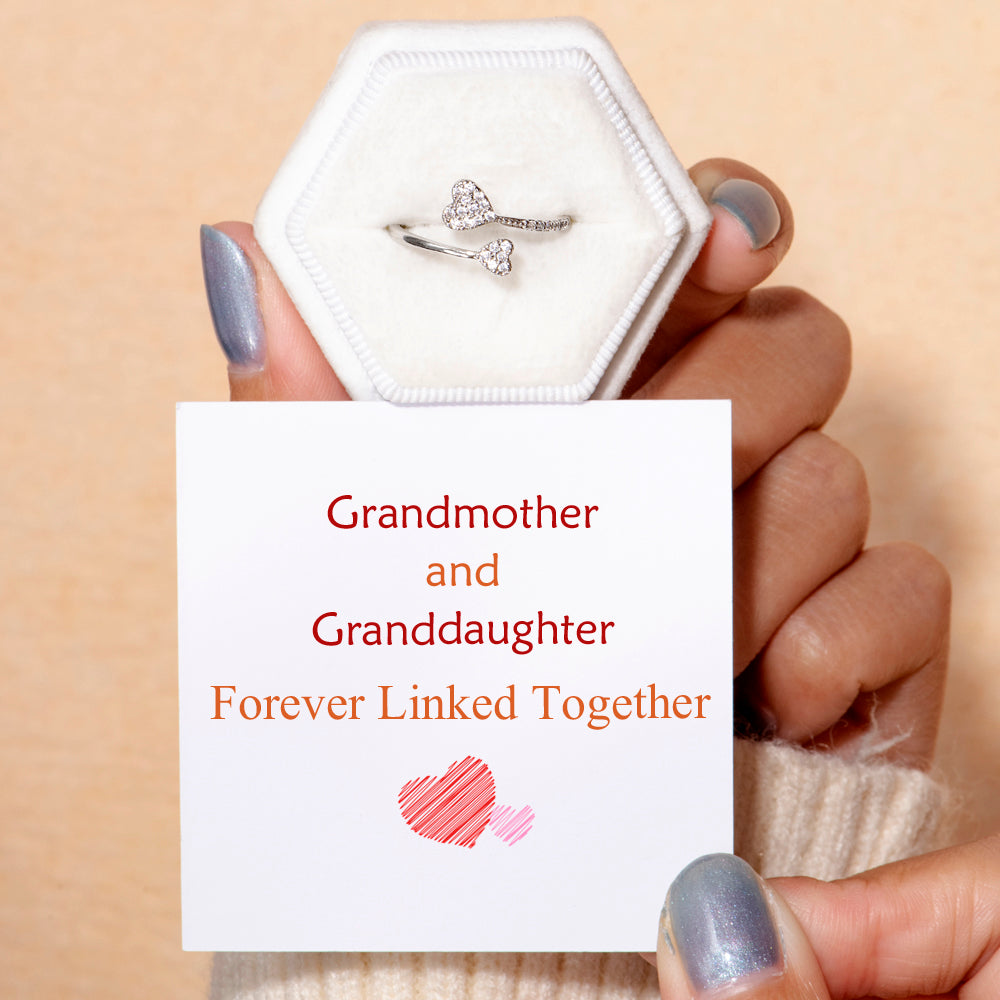 To My Granddaughter "Forever Linked" Double Heart Ring