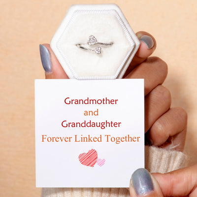 To My Granddaughter "Forever Linked" Double Heart Ring
