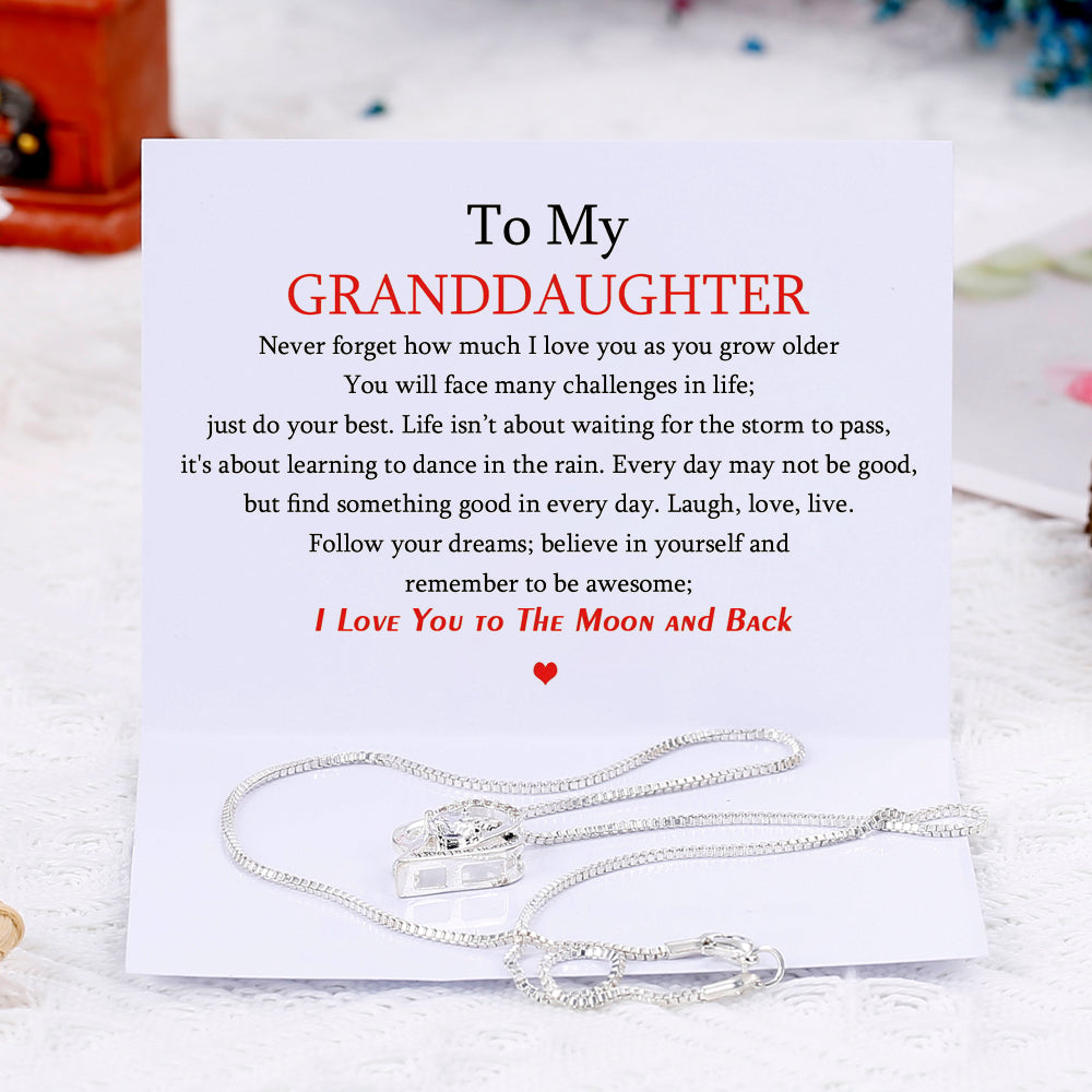 To My Granddaughter "Love you to the moon and back" Sweetheart Necklace