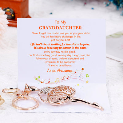 To My Granddaughter "Dance in the rain" Key Ring