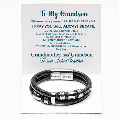 To My Grandson "A link can never be undone" Leather Braided Bracelet
