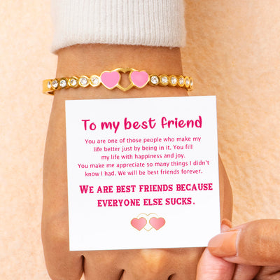 To My Best Friend "Best Friends Forever" Dbuble Heart Bracelet