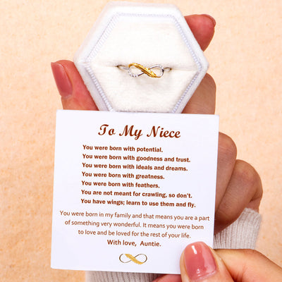 To My Niece "You were born to fly" Luck Feather Ring