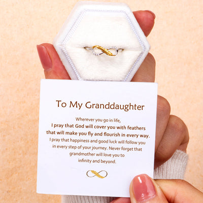 To My Granddaughter "Good Luck" Luck Feather Ring