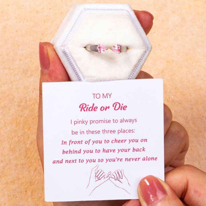 To My Ride or Die "Always with you" Pink Dimonds Ring