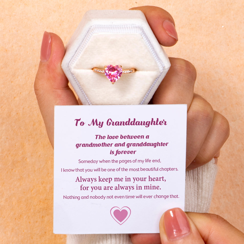 To My Granddaughter "Keep me in your heart" Heart Ring