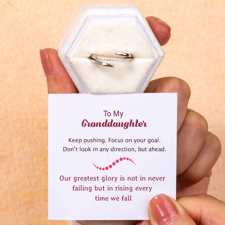 To My Granddaughter "Move ahead" Coil Ring