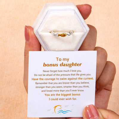 To My Bonus Daughter "Swim against the current" Fish Ring