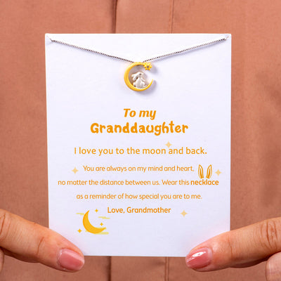 To My Granddaughter "I love you to the moon and back." Pendant Necklace