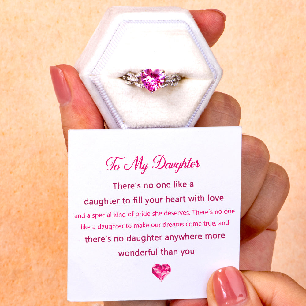To My  Daughter "You fill my heart with love" Pink Heart Ring