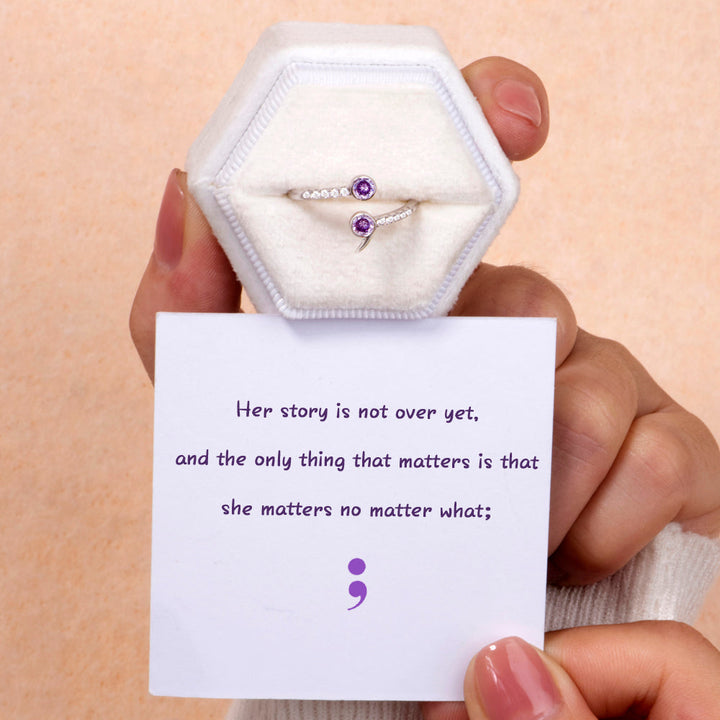 "Your story is not over yet." Semi-Colon Ring