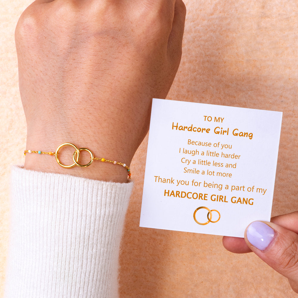 To My Best Friend "HARDCORE GIRL GANG" Double Ring Bracelet