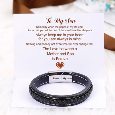 To My Son "Forever Love" Leather Braided Bracelet
