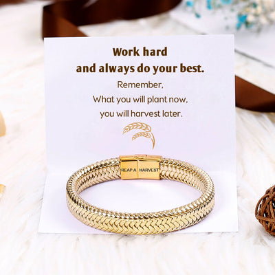 "Work Hard" Golden Bracelet