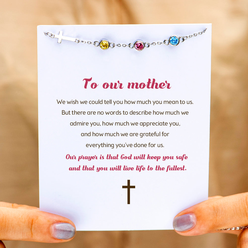 [Custom Birthstone] To My Mother "I appreciate you" Cross Necklace