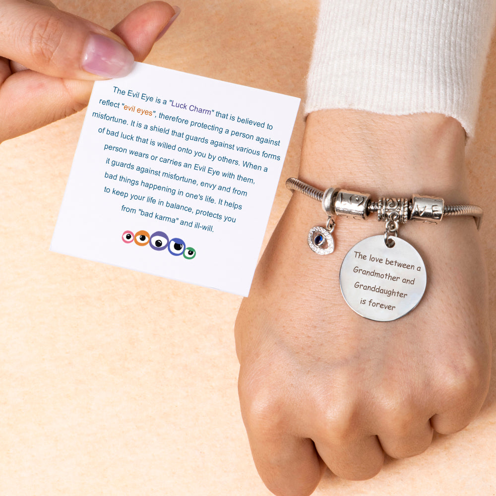 To My Granddaughter "Love and Protect" Evil Eye Bracelet