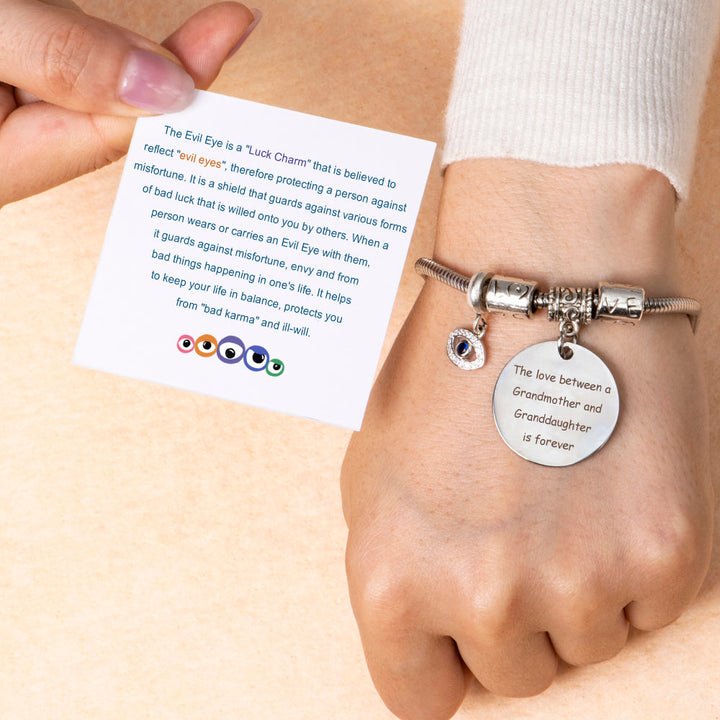 To My Granddaughter "Love and Protect" Evil Eye Bracelet