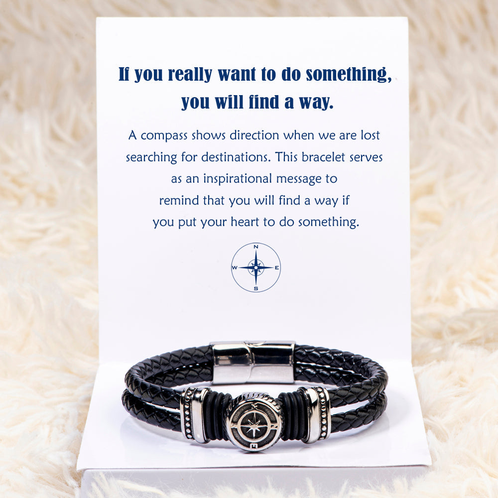 "If you really want to do something, you will find a way." Compass Bracelet