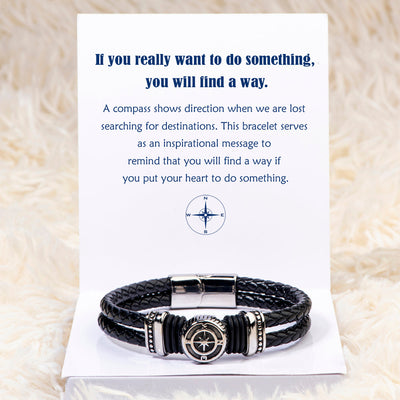 "If you really want to do something, you will find a way." Compass Bracelet