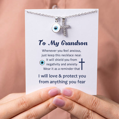 To My Grandson "Protect You" Evil Eye Necklace