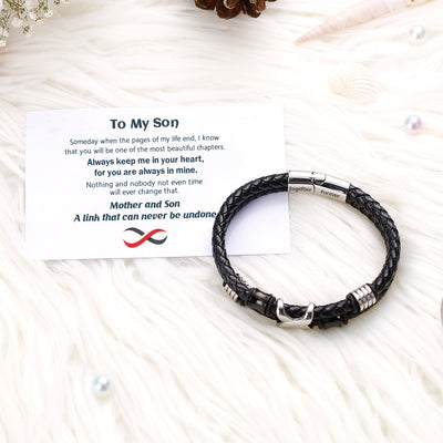 To My Son "A link that can never be undone" Leather Braided Bracelet