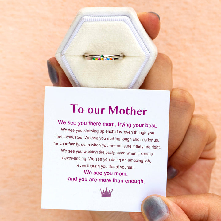 [Custom Birthstone] To our Mother "You are more than enough" Birthstones Family Ring