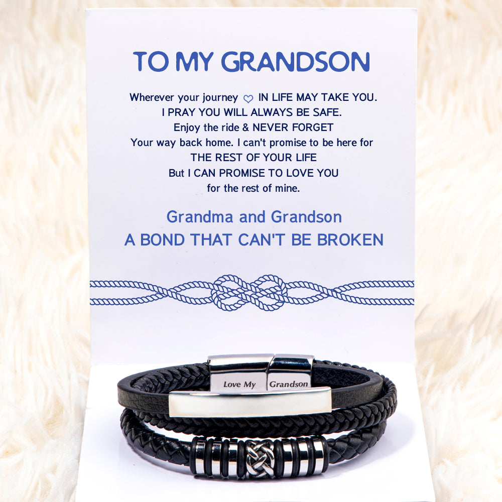 Gift card with unbreakable bond message for grandson jewelry