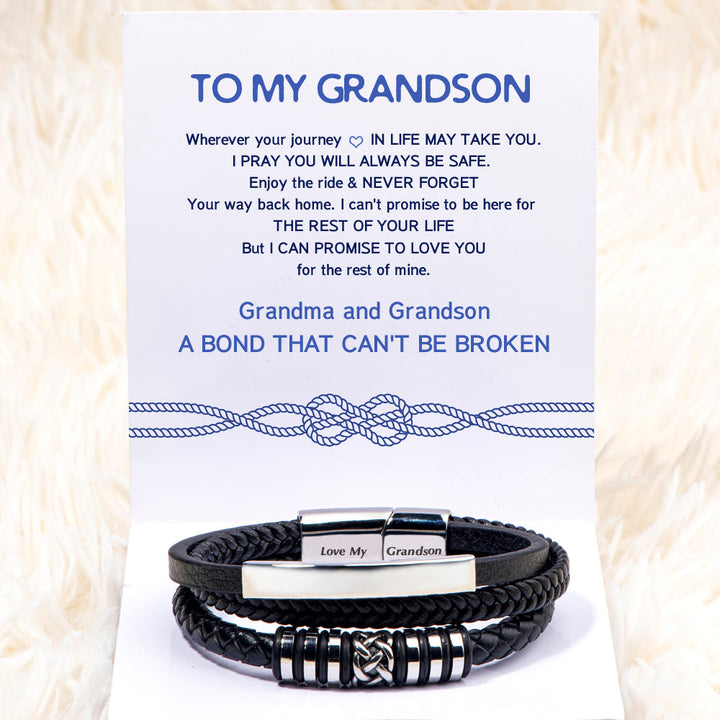 Gift card with unbreakable bond message for grandson jewelry