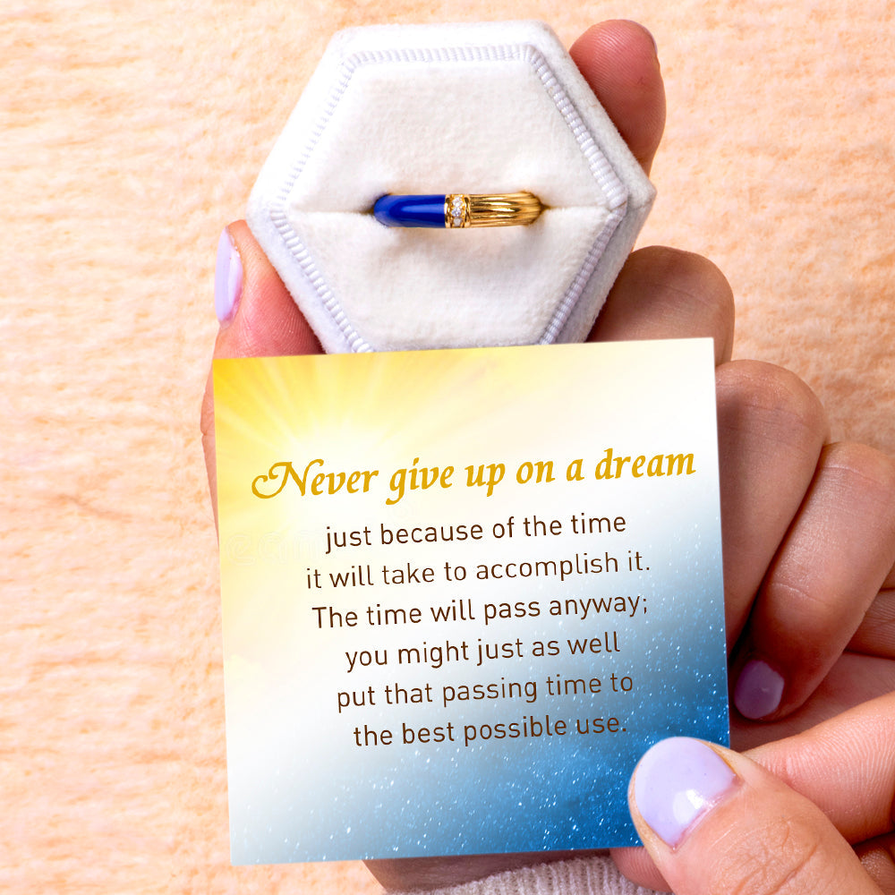 "Never give up" Blue Golden Ring