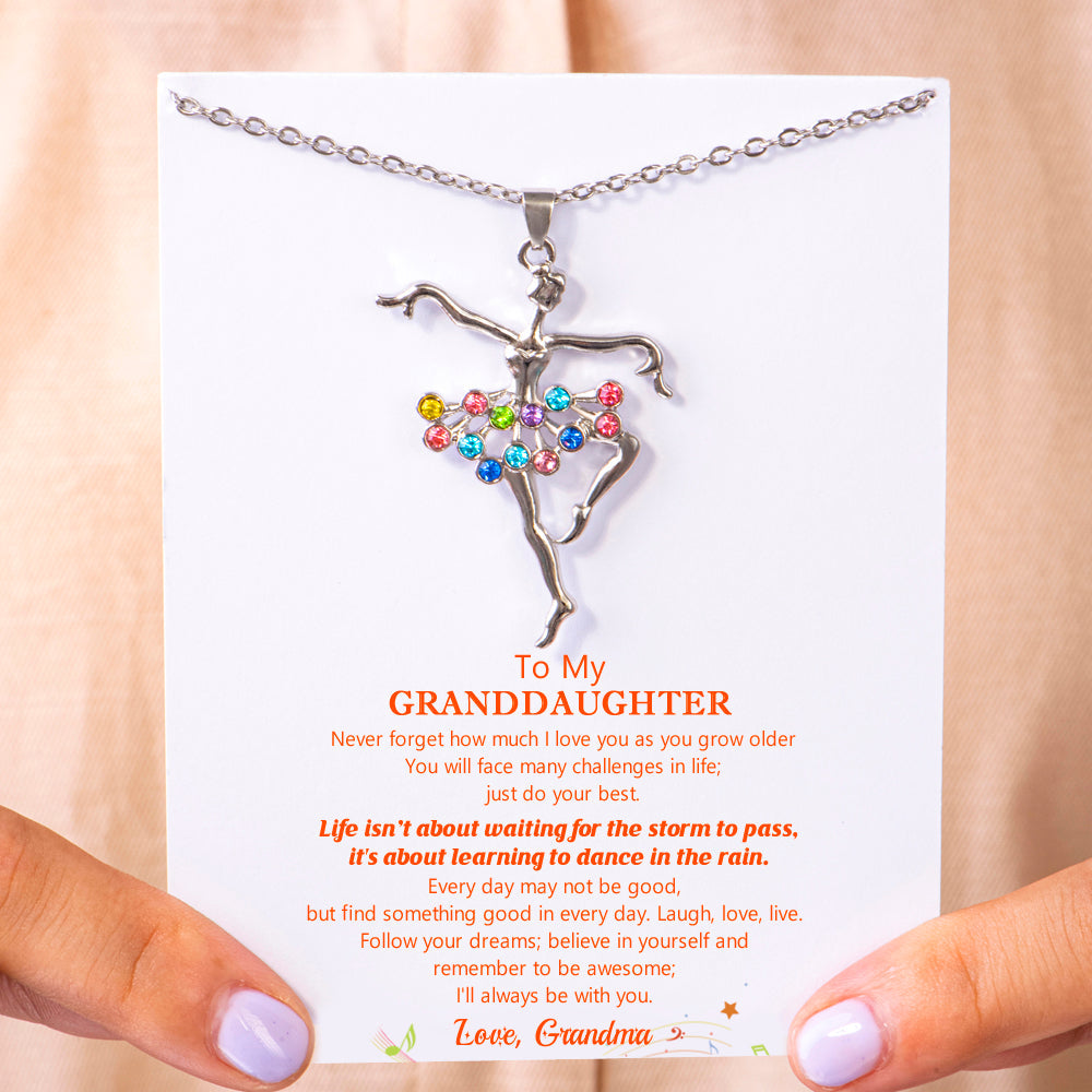 To My Granddaughter "Dance in the rain" Necklace