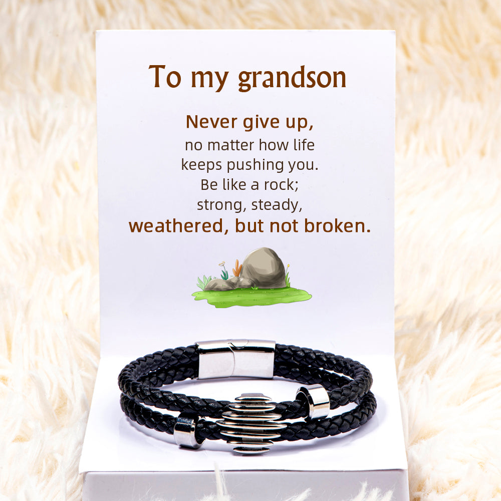 To My Grandson "Be like a rock" Rope Bracelet