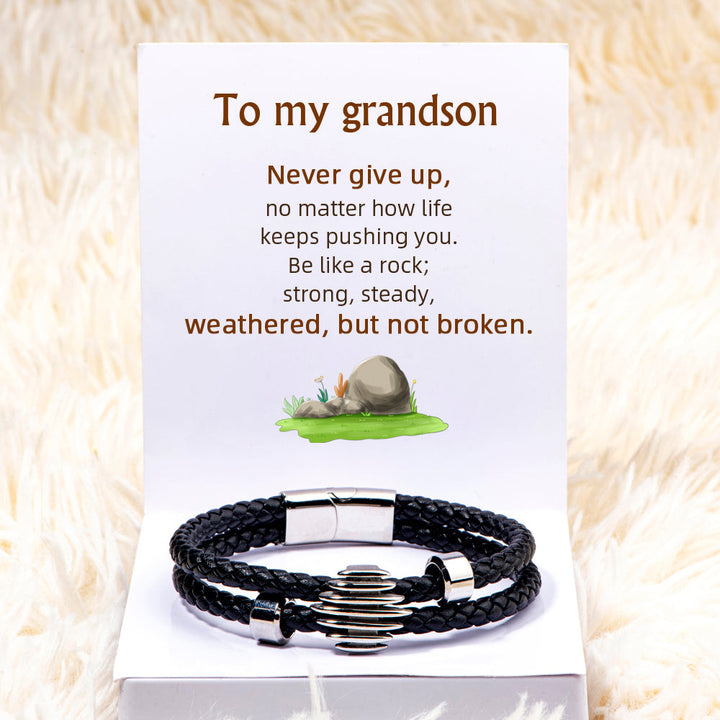 To My Grandson "Be like a rock" Rope Bracelet
