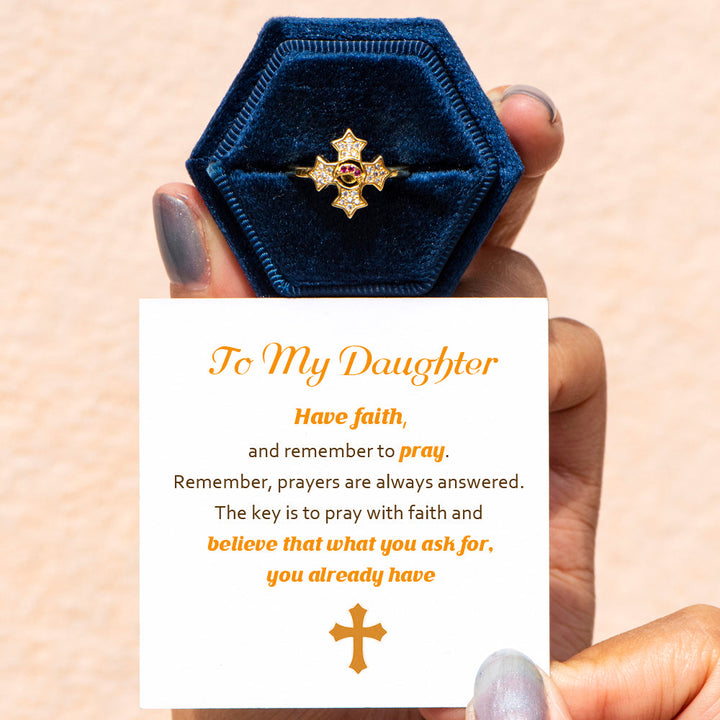 To My Daughter "Pray Always" Cross Ring