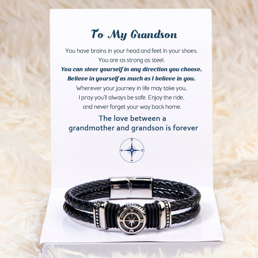 To my Grandson "Believe in yourself" Compass Bracelet