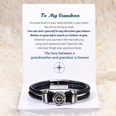 To my Grandson "Believe in yourself" Compass Bracelet