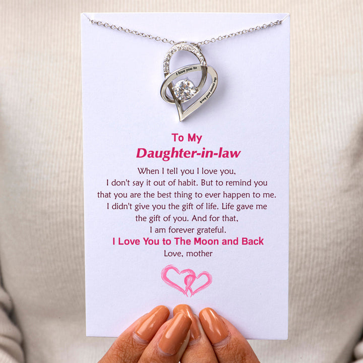 To My Daughter-in-law "I Love You to The Moon and Back" Sweetheart Necklace