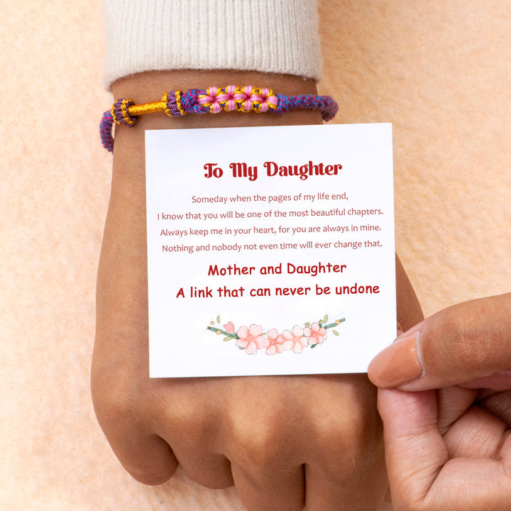 To My Daughter "A link that can never be undone" Peach Blossom Bracelet