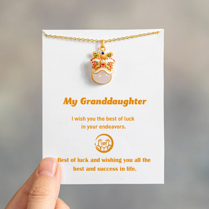 Tiger of Blessings Necklace for Granddaughter with Heartfelt Card, Gift Box, and Bag, Symbolizing Prosperity and Luck
