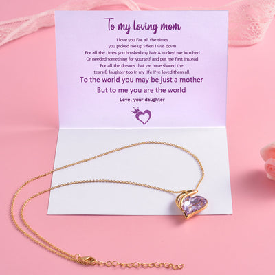 To My Mother "I LOVE YOU MOM" Heart Necklace