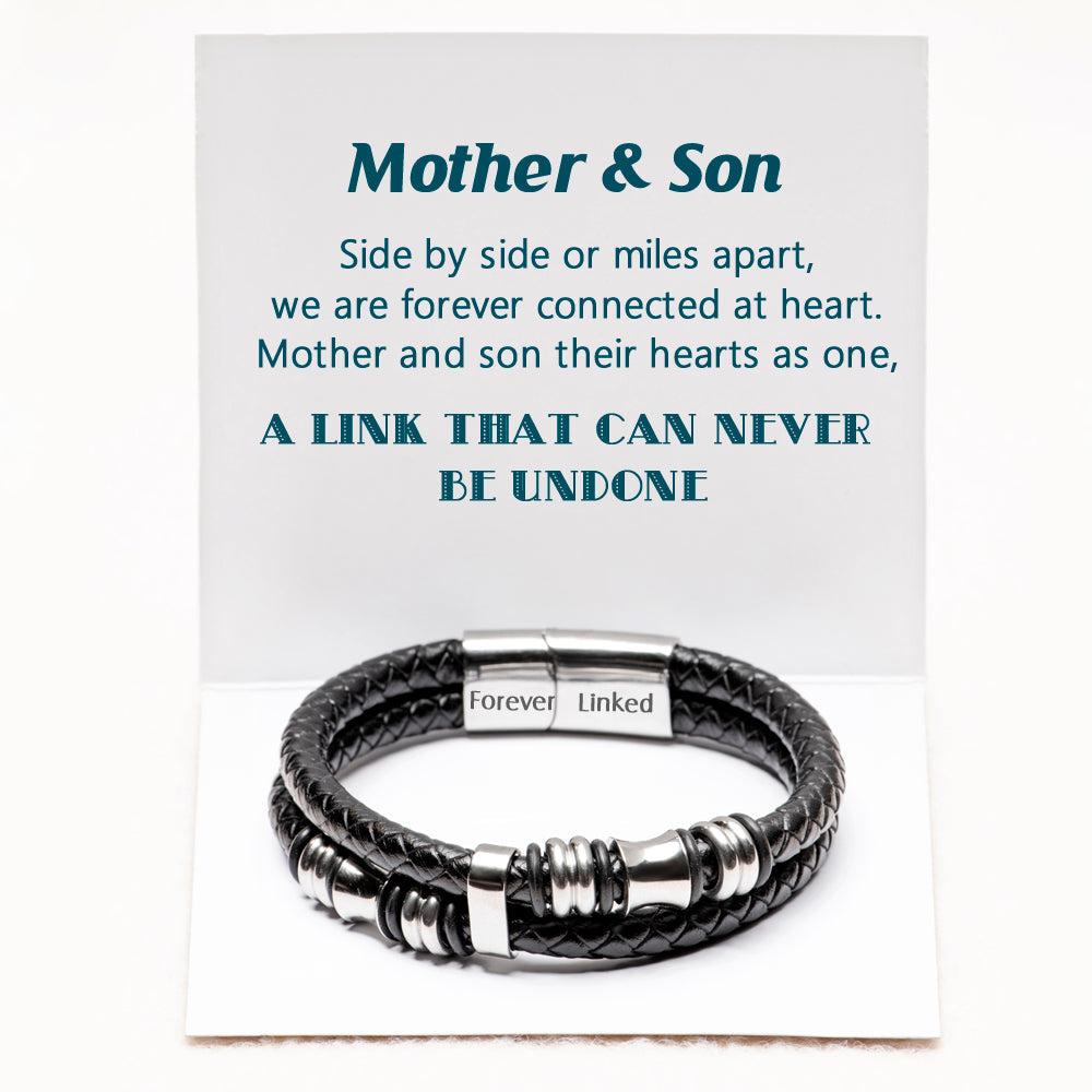 To My Son "A link can never be undone" Leather Braided Bracelet