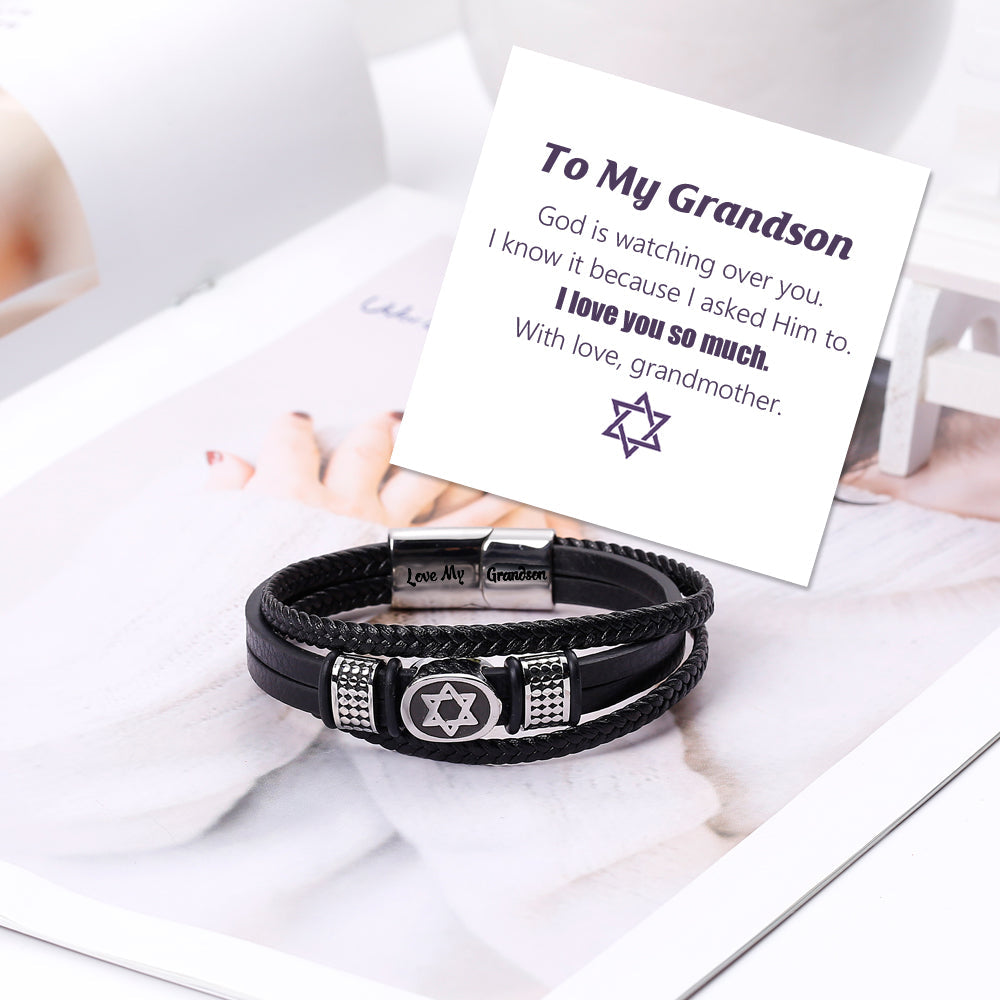 To My Grandson "Love My Grandson" Hexagram Bracelet