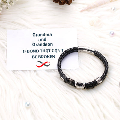 To My Grandson "A BOND THAT CAN'T BE BROKEN" Leather Braided Bracelet