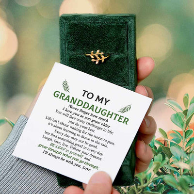 To My Granddaughter "BE-LEAF in yourself and grow through what you go through" Leaves Ring [🌿 Ring +💌 Gift Card + 🎁 Gift Bag + 💐 Gift Bouquet] - SARAH'S WHISPER