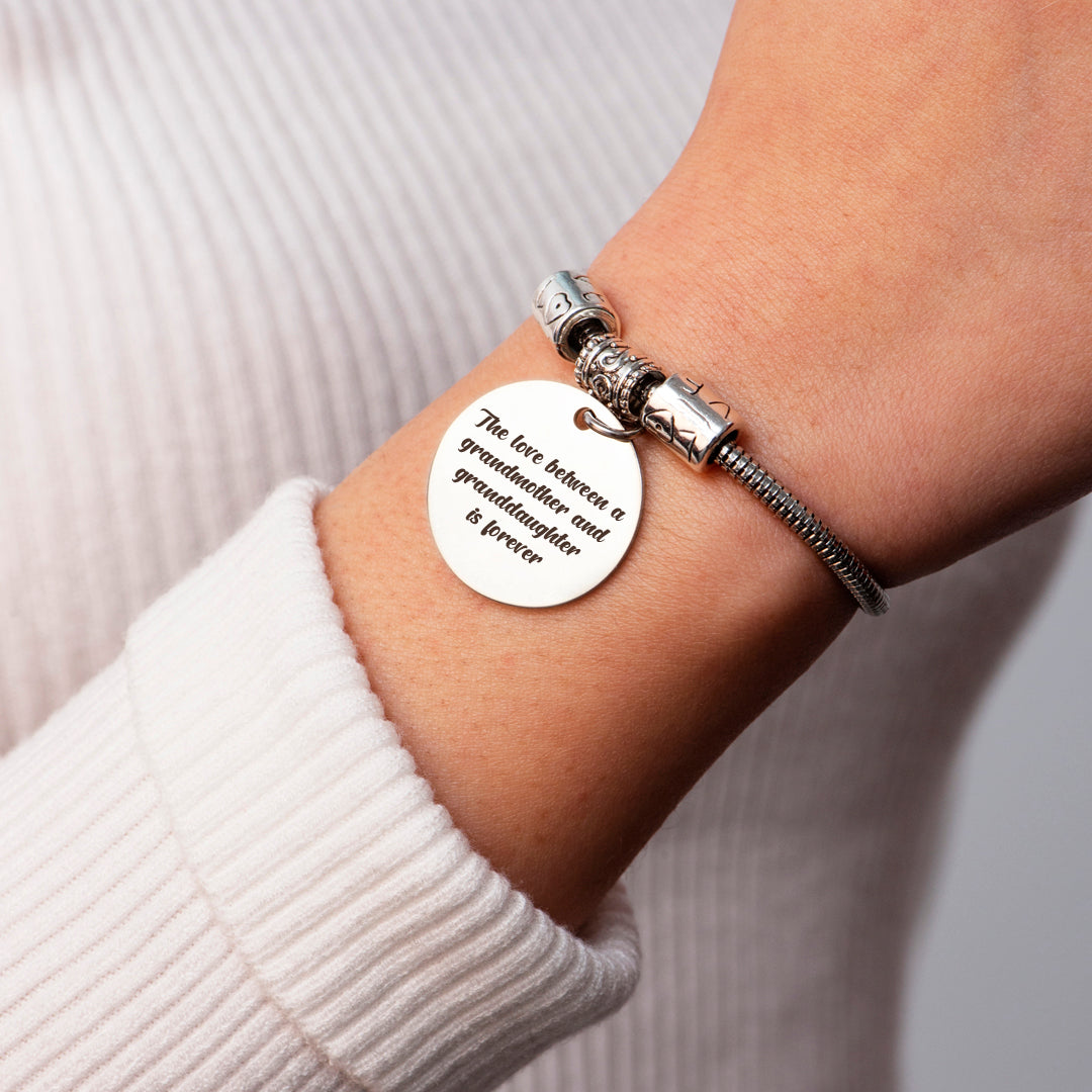 Custom Name Charm Bracelet worn on wrist