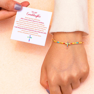 To My Granddaughter "Pray for you" Cross Bracelet