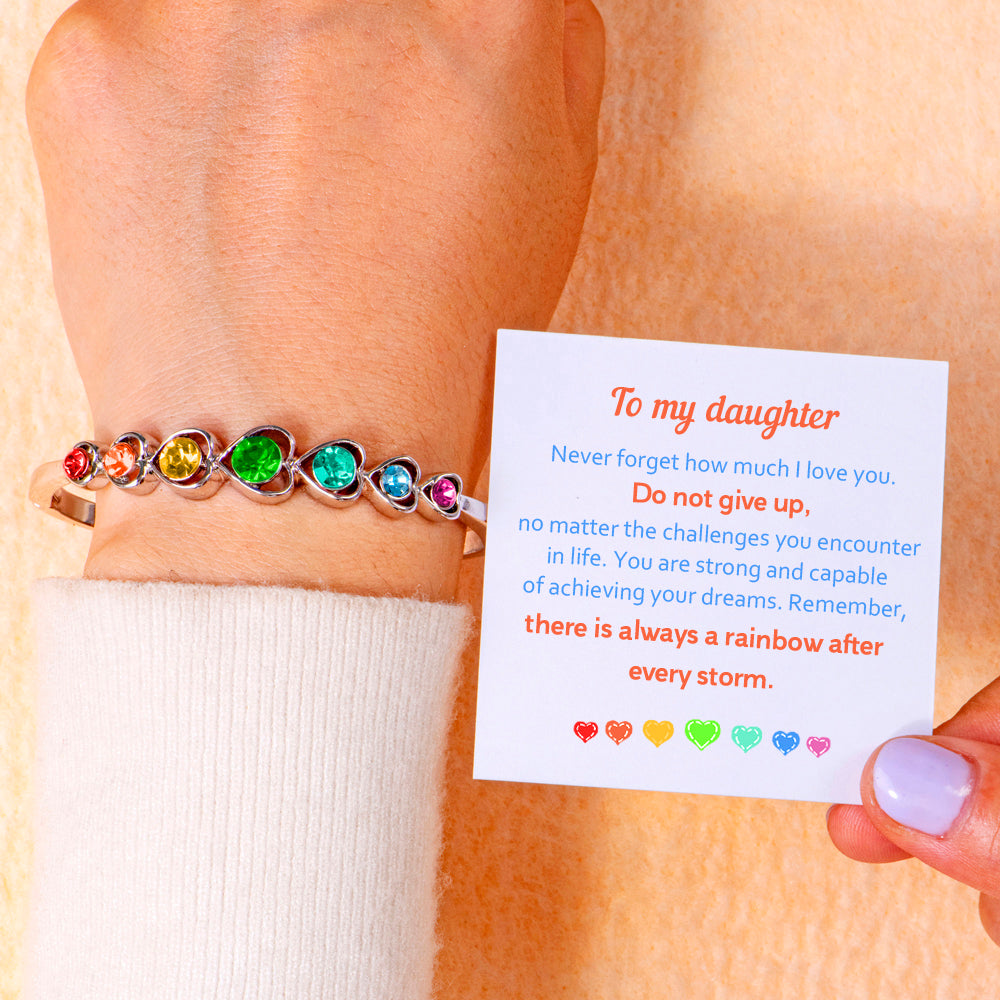 To My Daughter "Never give up" Rainbow Bracelet