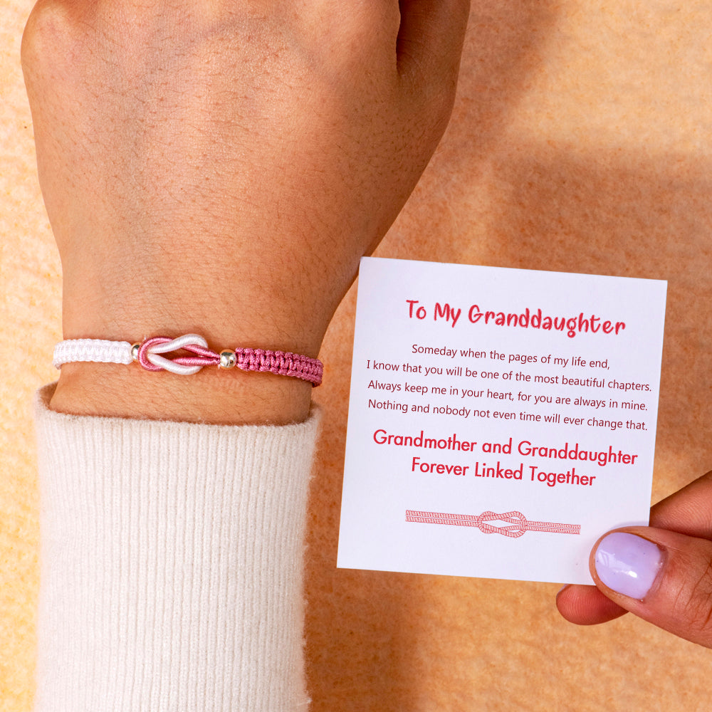 To My Granddaughter "Forever Linked Together" Handmade Braided Bracelet