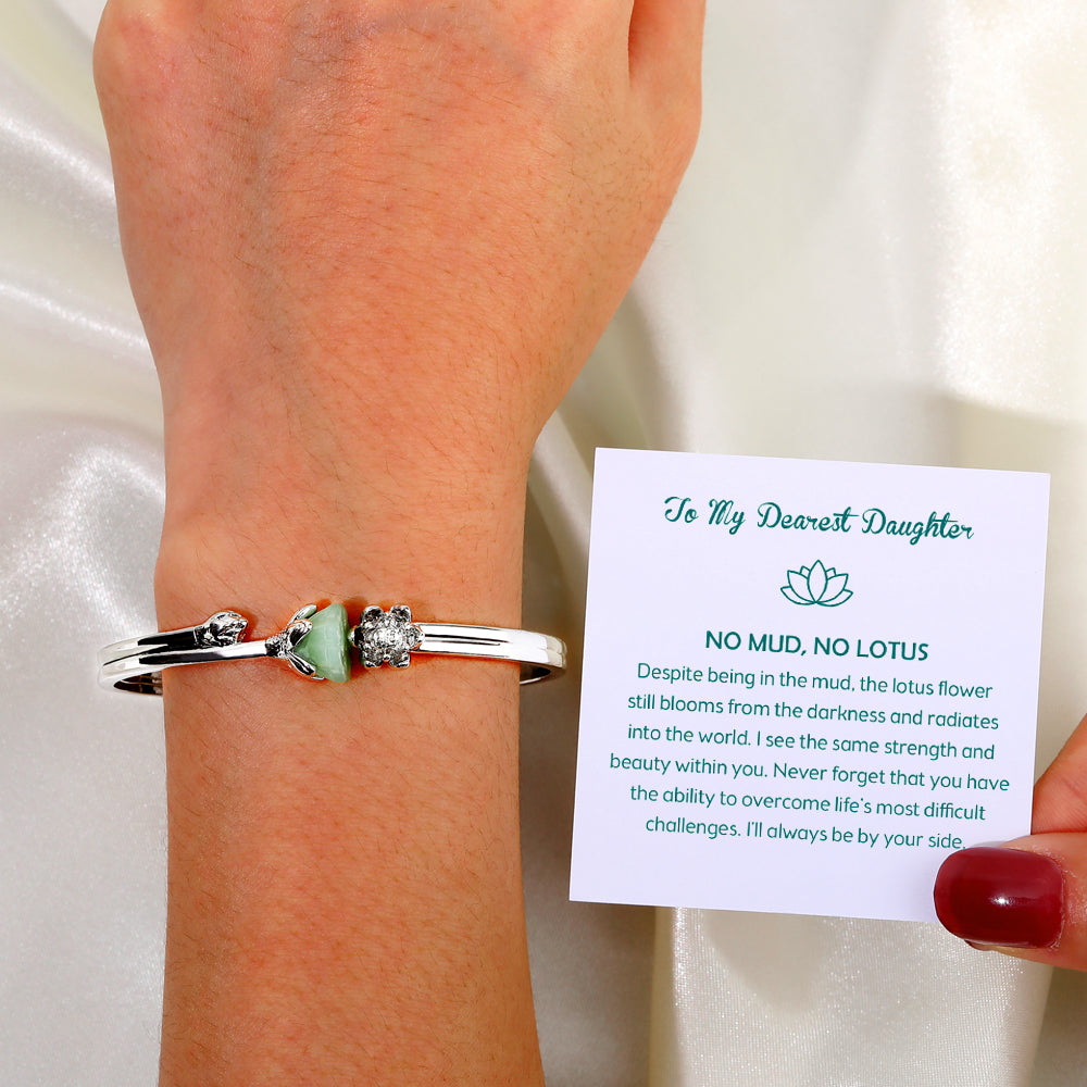 Jade lotus bracelet for daughter worn on wrist