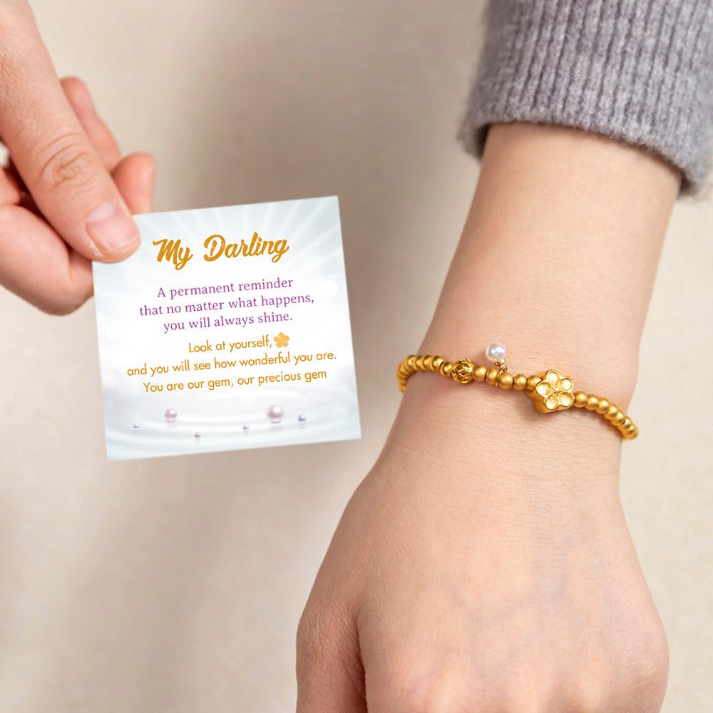 Pearl Stone Bracelet for Granddaughter with Heartfelt Card, Gift Box, and Bag, Symbolizing Uniqueness and Beauty