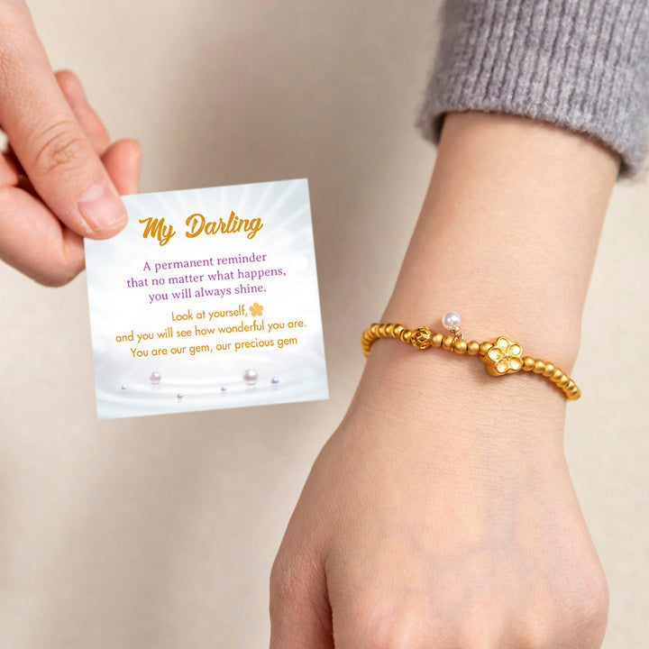 Pearl Stone Bracelet for Granddaughter with Heartfelt Card, Gift Box, and Bag, Symbolizing Uniqueness and Beauty